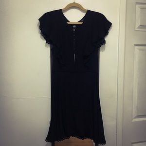 Witchy Gypsy Boho Open Back Crochet Trimmed Dress